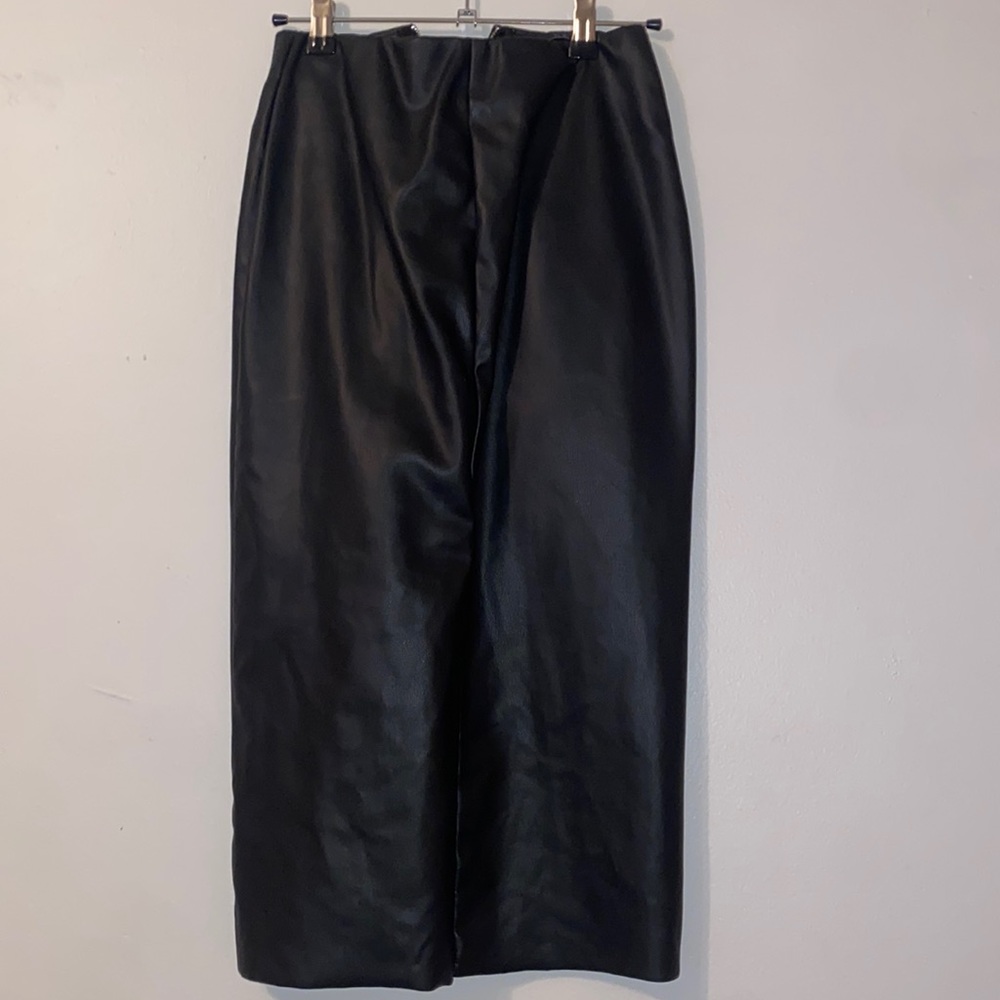 Black leather pencil skirt